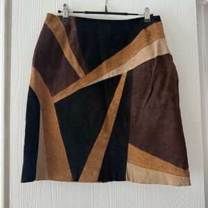 100% Leather Alfani Multicolor Patchwork A-Line Skirt